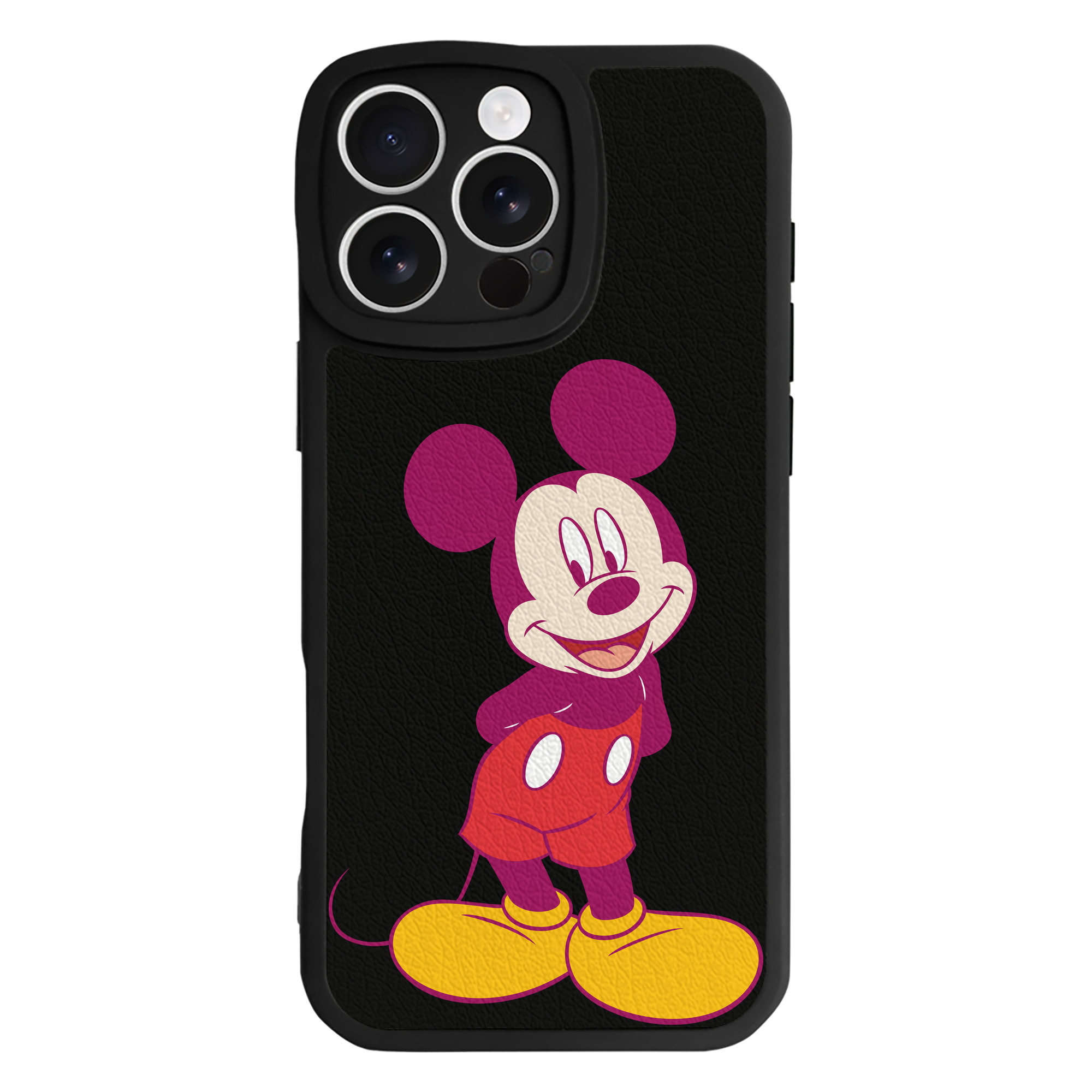 （画像用） ミッキーマウス Mickey Mouse 【iPhone 16シリーズ対応】シリコンスマホケース（レザー調） 材質：シリコン